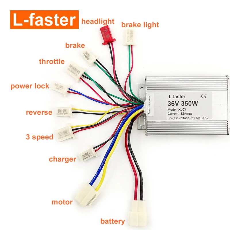 24V 36V 350W Electric Brushed Motor Controller Kit Reverse Control 3-speed  Device for 250W 350W Electrical Scooter Bicycle Motor