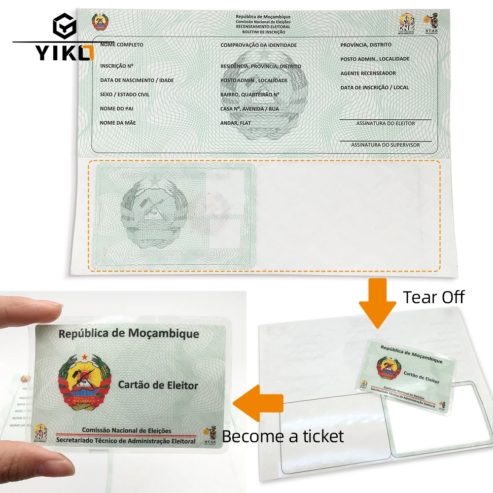 Design National Security Watermark Paper Printing Ticket Print Film Laminate Ballot Paper Card Making with Self-adhesive