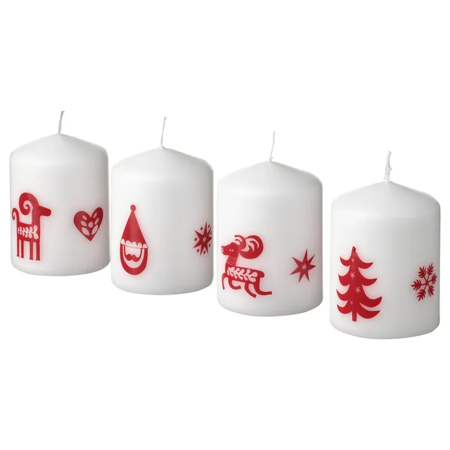 Hot sale New lower price VINTERFINT unscented pillar candle  natural 15 hrs  White/Red 4 pieces