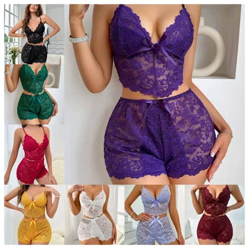 New Women's Casual Pajamas Set Shorts Sleeveless Homestays Front Slit Summer Pajamas Women