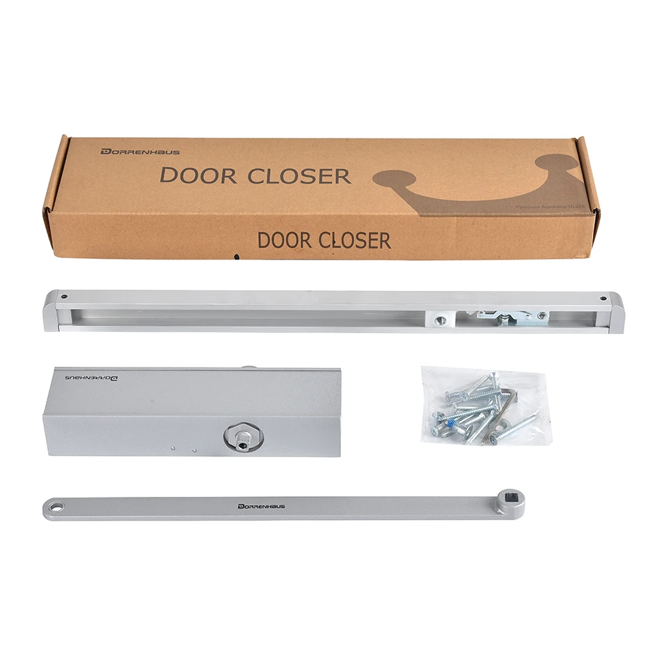 PALMAT Hydraulic Door Closer With Slide Track - Adjustable For Heavy Doors 25-85kg, Black-292251