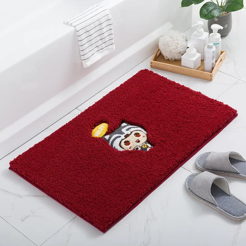 Custom Soft and Comfortable Super-Microfiber Bath Rug Set - Shaggy Cow Pattern, Water-Absorbent, Non-Slip TPR Bottom, Ideal for Bathroom, Bedroom, Living Room, Kitchen, and Entrance Mats