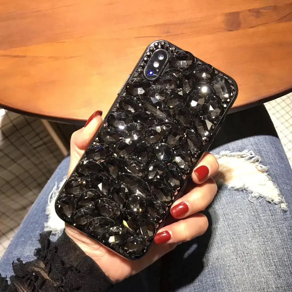 Luxury Diamond Bling Rhinestone Full TPU PC Phone Case for iPhone Xs Max  for New iPhone Crystal Back Cover for iPhone 6 7 8 Plus, image size:1000x1000