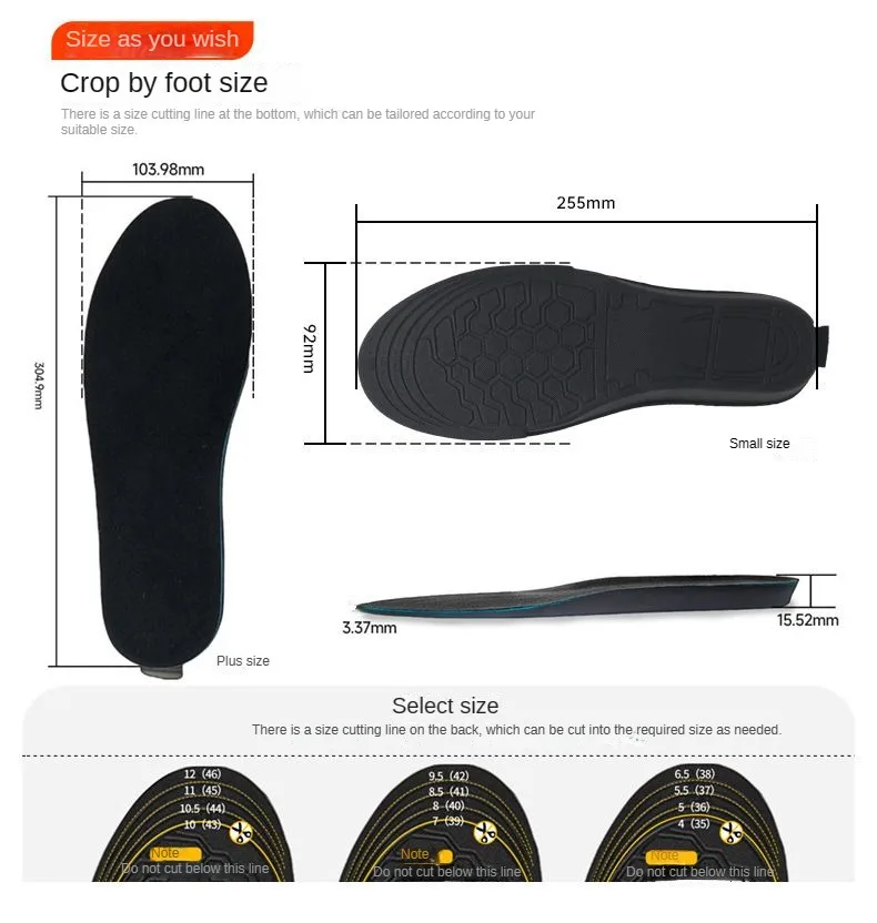 Carbon Fiber Intelligent Remote Control Usb Charged Winter Foot Warm Heated Insole Electric Insoles for Shoes Heated slippers