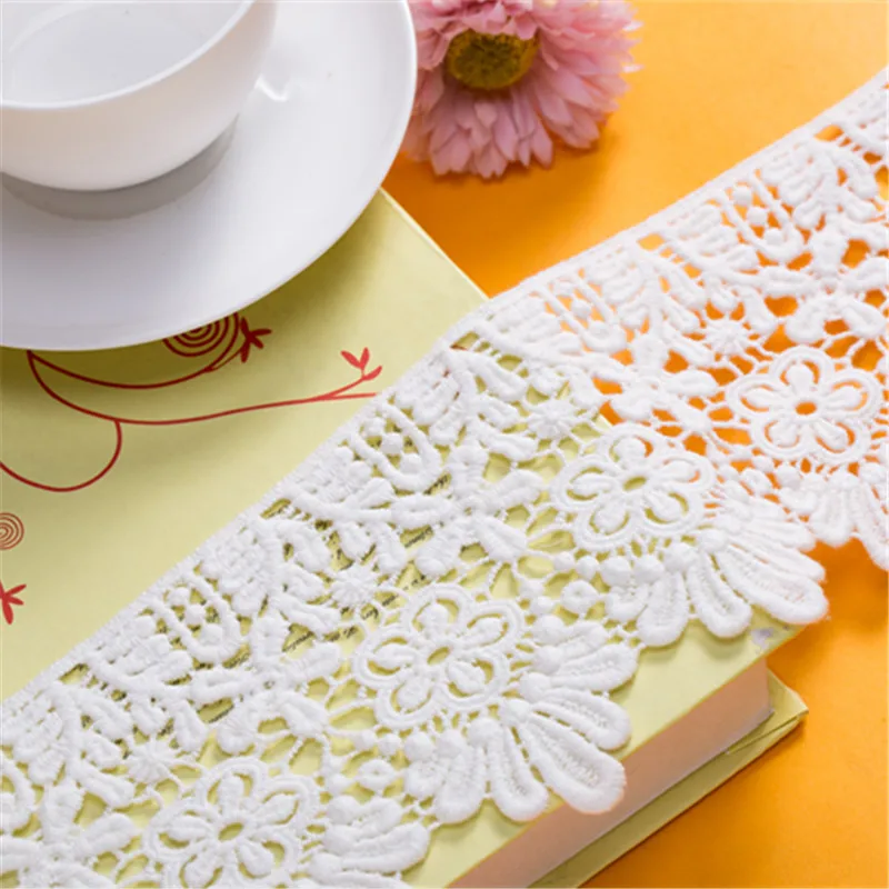 Ширина 10 см белая черная Водорастворимая хлопковая кружевная отделка из вискозы с вышивкой ткань для женского нижнего белья постельное