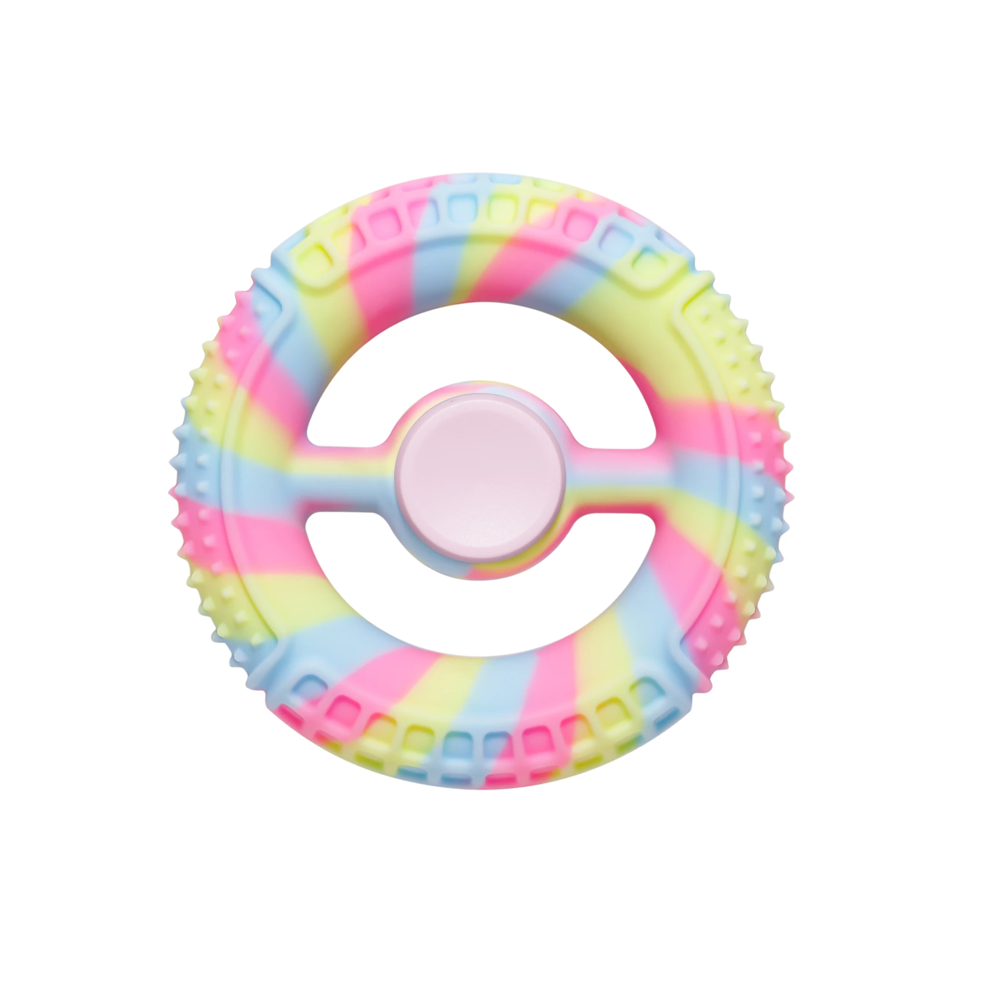 Custom Center Pink Cover Decompression Artifact Simple Silicone Fidget Spinner Squeeze and Rotating Gyro Hand Grip