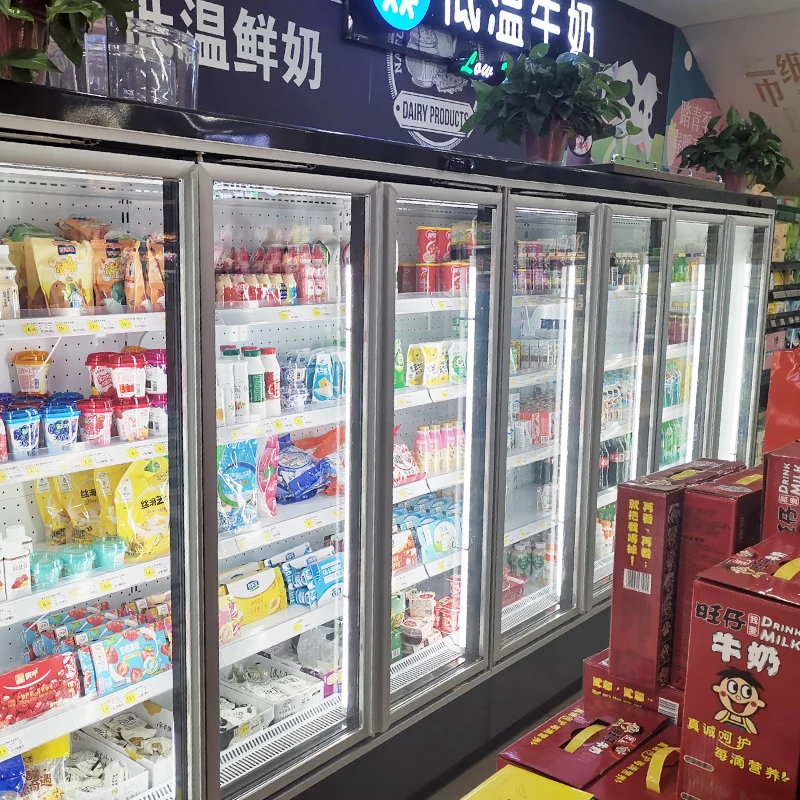 Commercial 6 Glass Door Beer Milk Refrigerator Display Freezer Cabinet Supermarket Multideck Fridge Chiller Upright Freezer