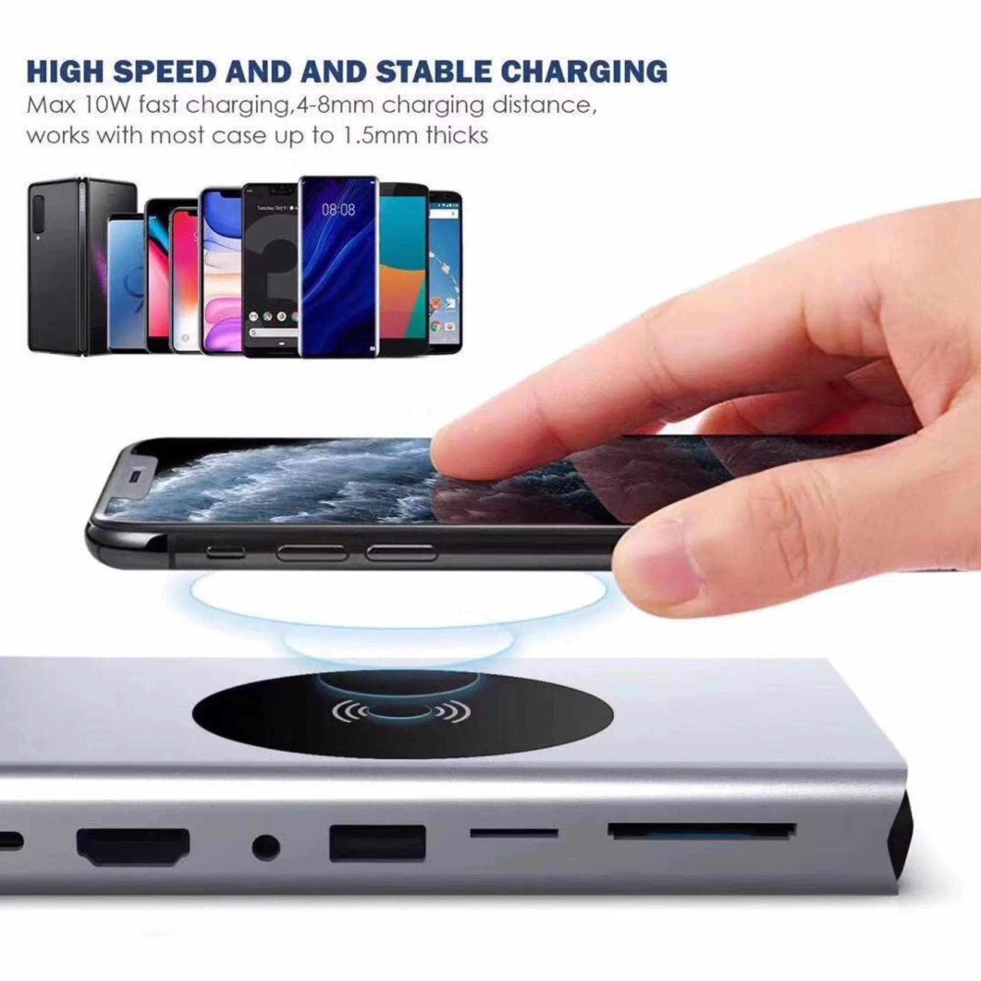 Type C Hub With Wireless Charging 10 In 1 13 In 115 Port Type-c Hub With HDMI Sd Tf Rj45 Audio 3.5 For Laptop 15-in-1 Usb-c Hub - Buy 15 In 1 Usb C Hub With 15w Wireless Charger Laptop Stand Des Multiport Hub Adapter Usb 3.1 Type-c adaptateur De Hub Usb 15 In 1 Usb Type C Hub With 10 Wireless