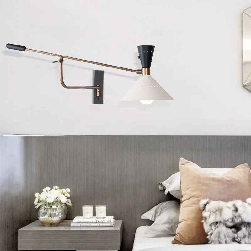 Industrial Creative Rotatable Swing Arm Bracket Sconce Wall Lamp Bedroom Living Room Modern LED Indoor Wall Light