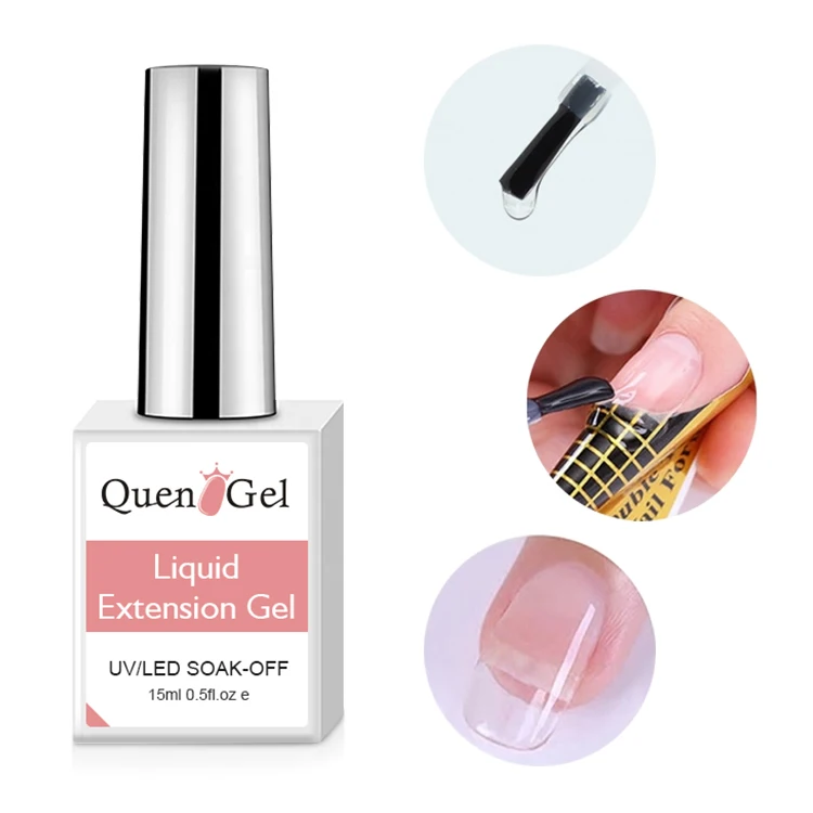 Wholesale Customized Logo Nail Extensions Fast Liquid Brush on Poly Gel UV LED Brushable Soak Off for Nails With 15ml Bottle