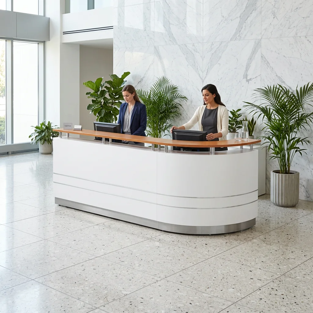Modern Office Beauty Salon Hotel Reception Counter Wood Hospital Front Desks Luxury Furniture Factory Customization Wholesale image 2