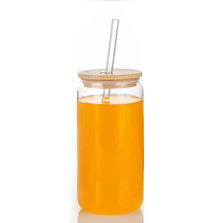 Trinkgläser 16oz Mit Deckel & Strohhalm - Bambus Deckel Mit Reinigungsbürste