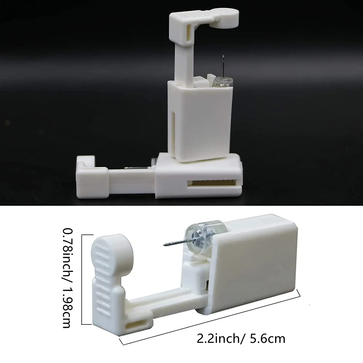 Self Nose Piercing Gun Kit With Builtin White Diamond Studs 2mm