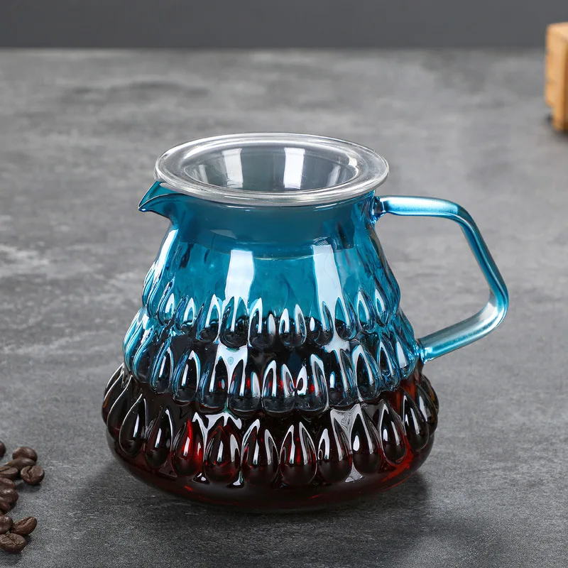 Высокотемпературный цветной кофейник из боросиликатного стекла с фильтром, экологически чистый прозрачный ручной чайник