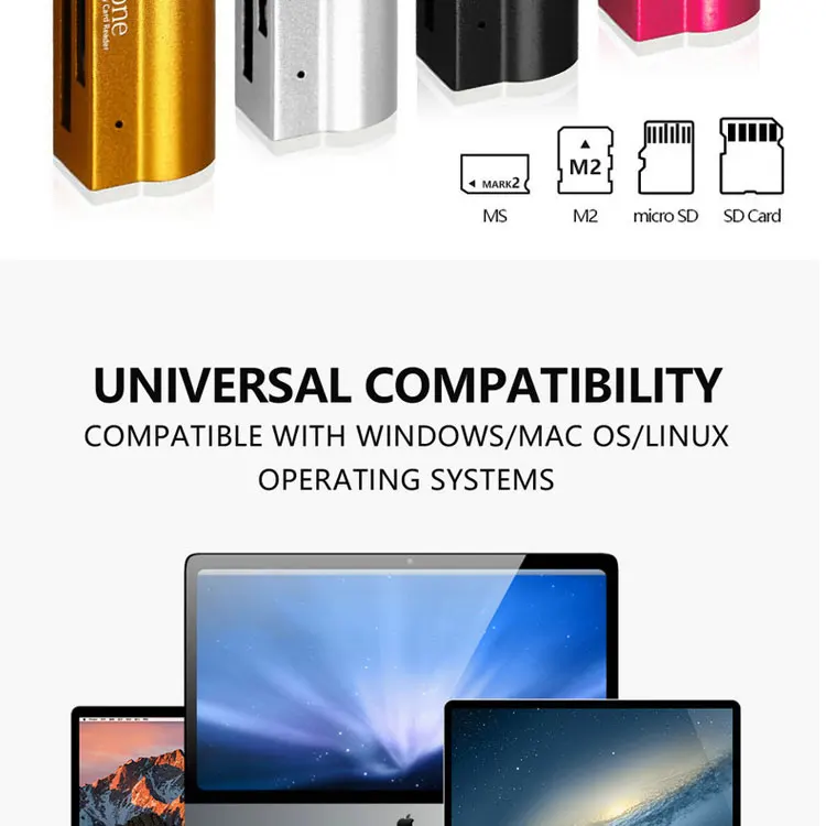USB2.0 4 in 1 Multi Memory Card Reader All in One Card Reader  for Mini SD/MMC/TF Card/MS Lector de tarjetas