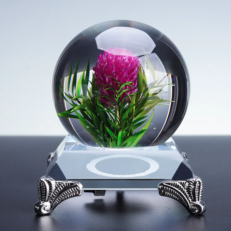 product wholesale new arrive 3d animal flower design crystal ball with base led light lamp for promotional gift-31