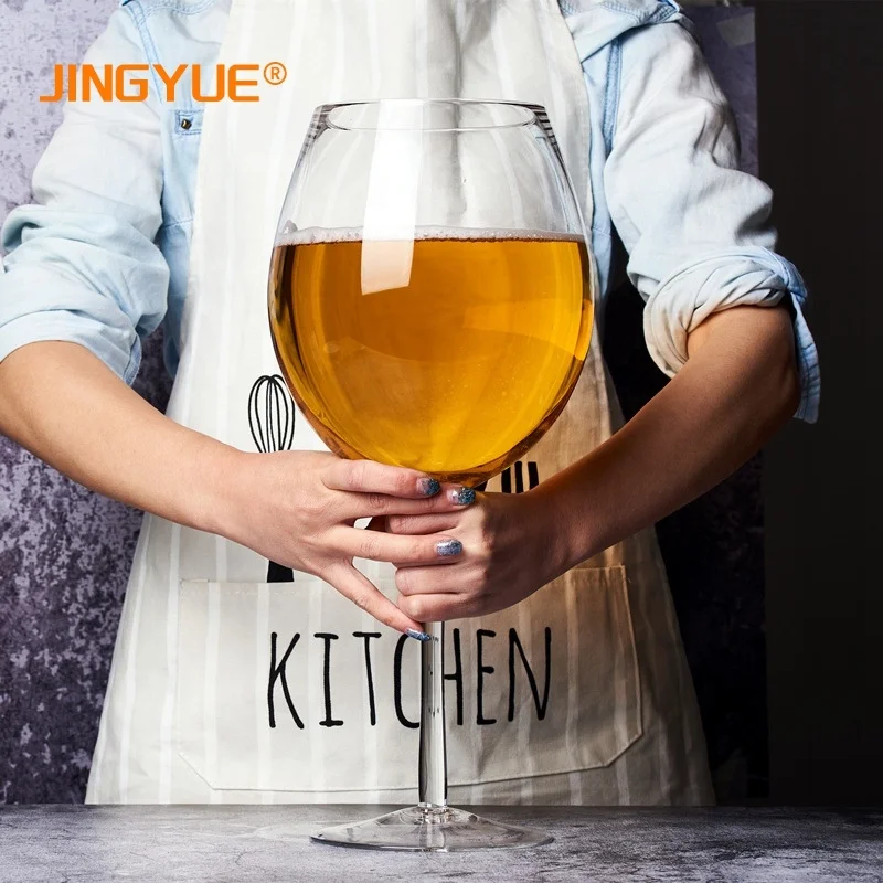 JINGYUE 3200ml Creative Oversized Extra Large Long Stem Glass Cup Clear Goblet Giant Wine Beer Glass for Bar