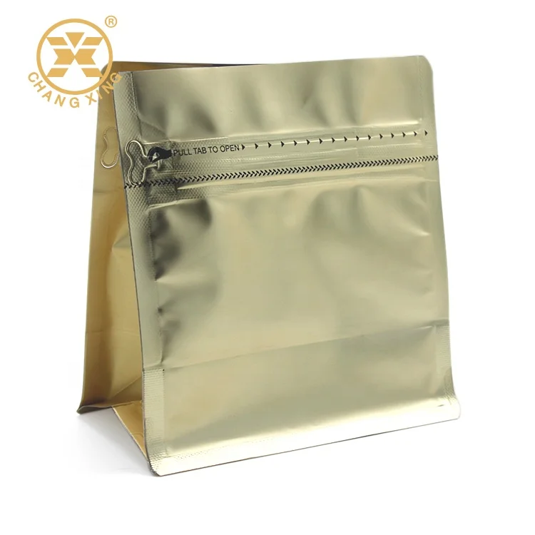 Square Bottom Valved Pull Tab Tin Tie Side Gusset Zipper Food Grade Packing  Pouches Snack Bag China Manufacturer