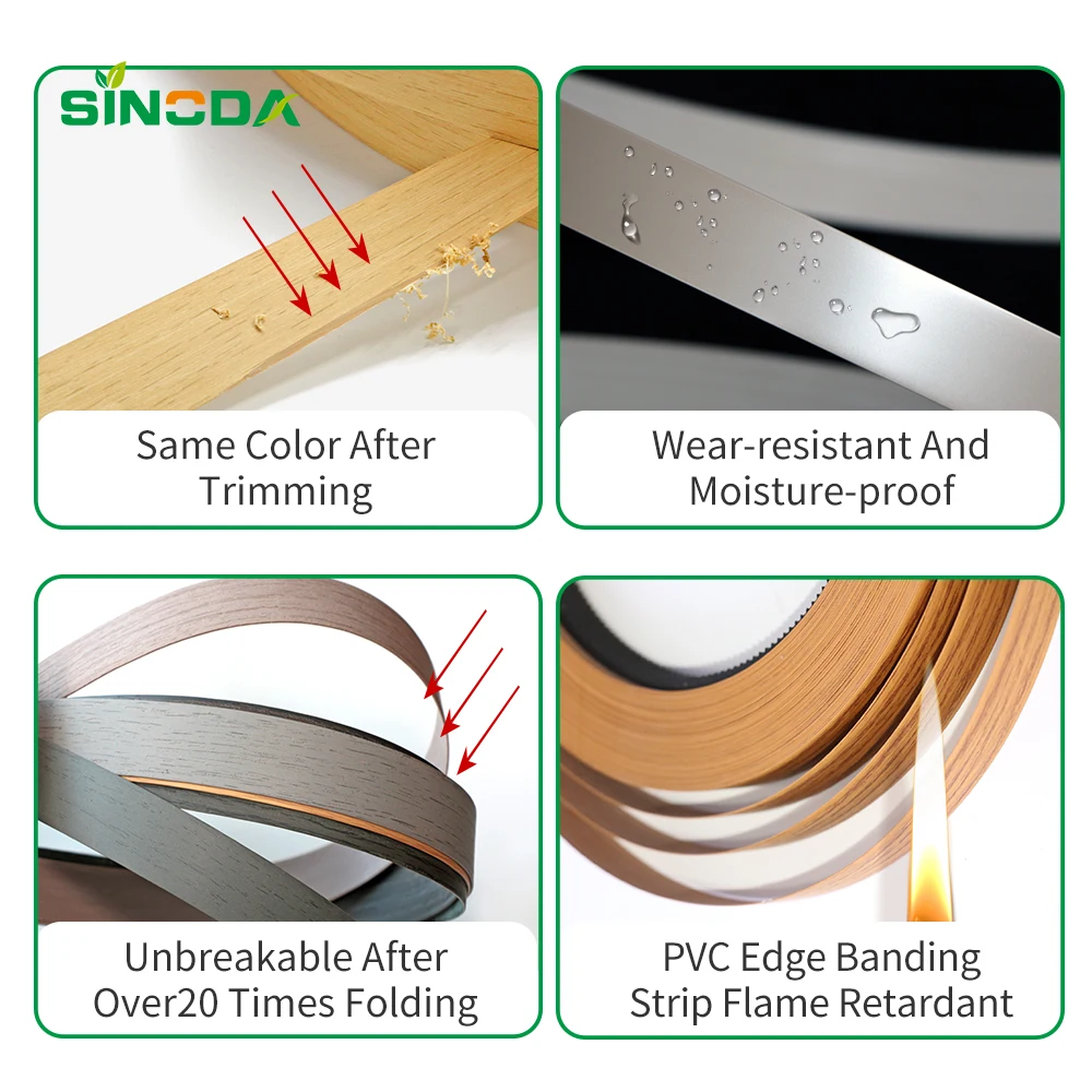 Pvc Edge Banding for Furniture With Melamine Edge Protection Strip Flexible Melamine Trim for Edging