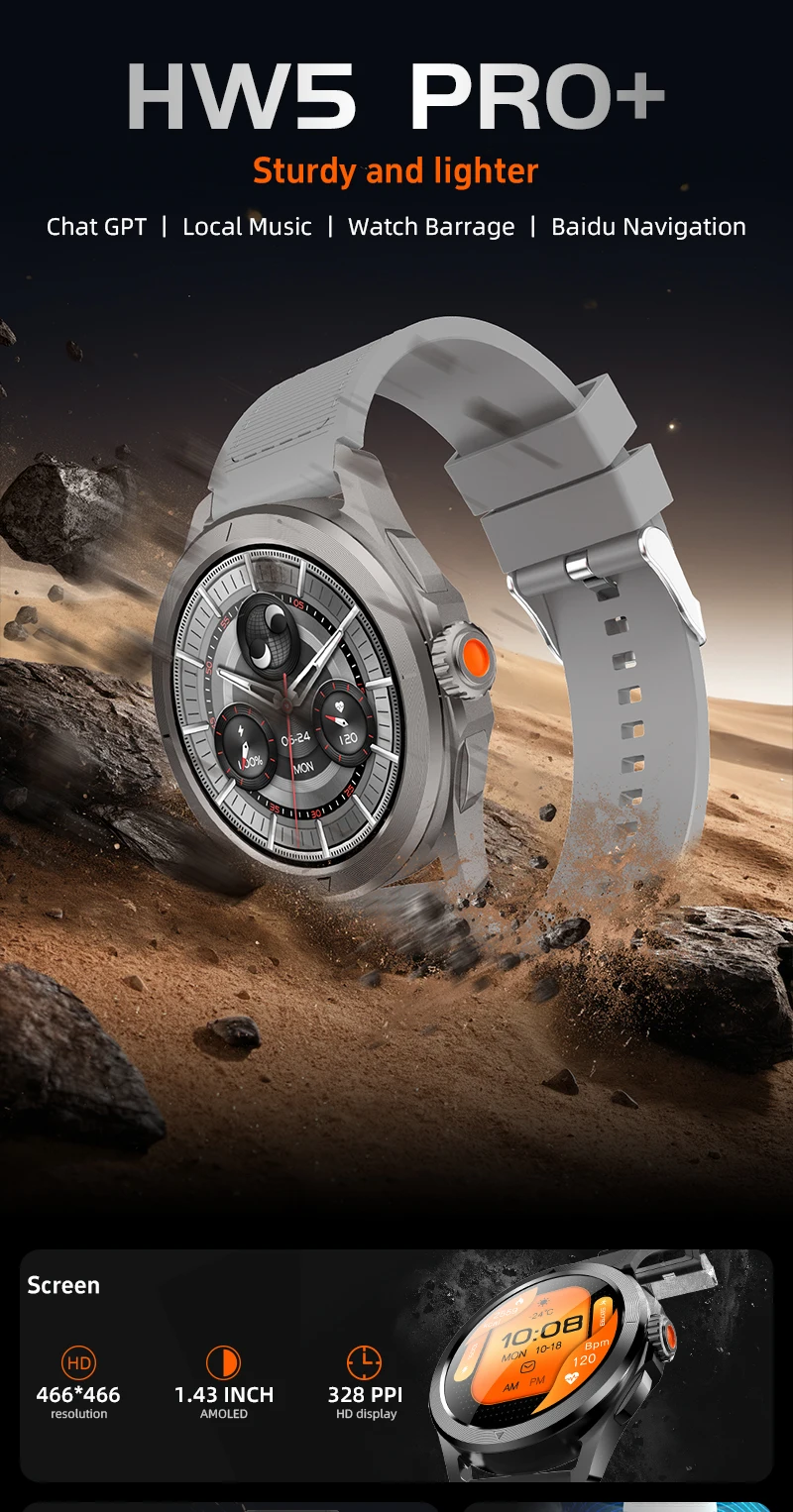 Welcome OEM Order, Factory Whole Selling 2025 Hw5 Pro+ Round Smart Watch 1.43inch Amoled Screen Chatgpt 1gb Memory Bt Call Multi Sport Modes Relojes Smartwatch For Men - Buy Round Smartwatch men Smart Watch