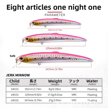 Factory-Direct Sale Artificial Hard Baits Long-Casting Floating Minnows VMC Hooks Twitch-and-Pause Action Multiple Colors – Minnow – view 2
