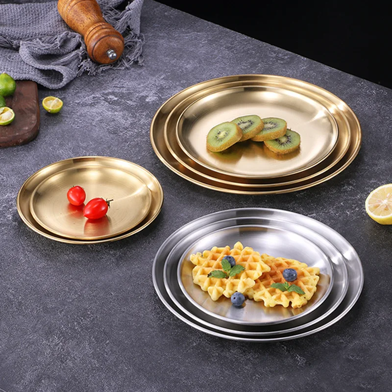 Custom Gold Charger Plates Outdoor Camping Serving Tray Decorative