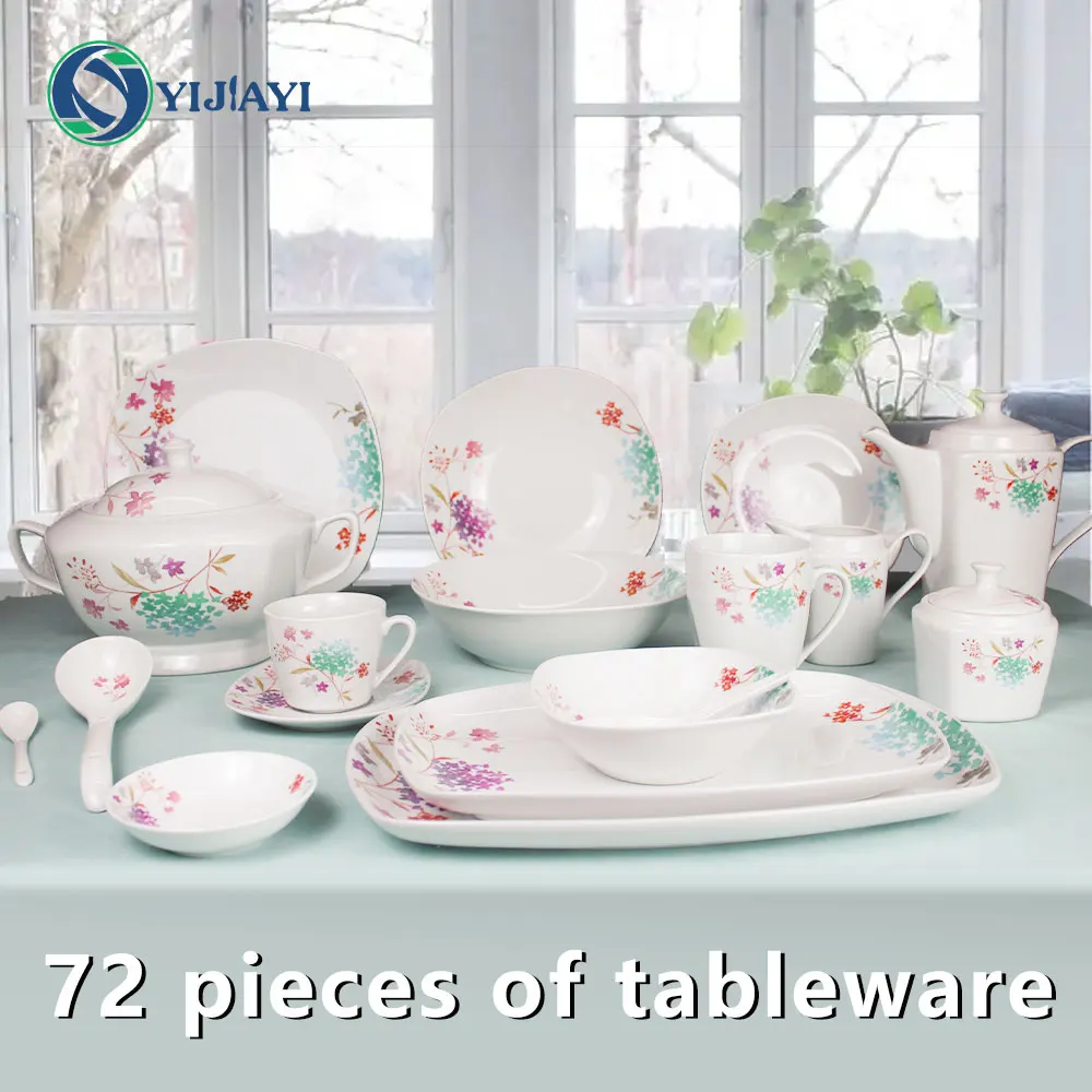 JIUWANG Dinnerware Gift Set 72 Pcs Stoneware Ceramic