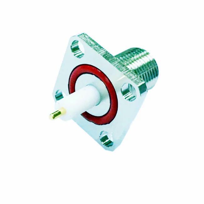 High Performance F female Jack 4-Hole Flange Type PCB Coaxial Connector