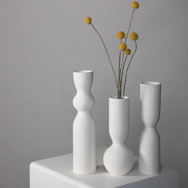 Simple Japanese Style Plain Embryo Home Decoration Retro Ceramic Ornaments Dry Flower Ikebana Ceramic Vase