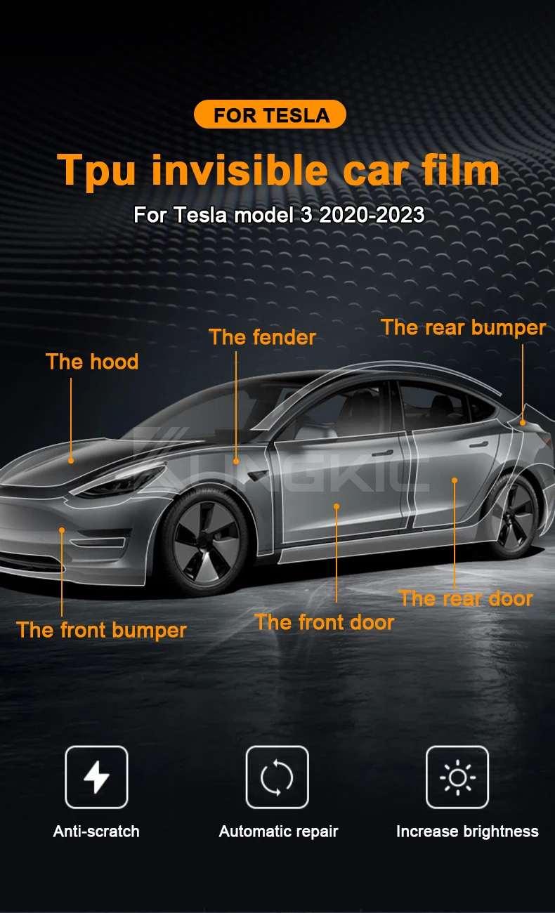Tpu Transparent Car Body Paint Protection For Tesla Model 3 Protection