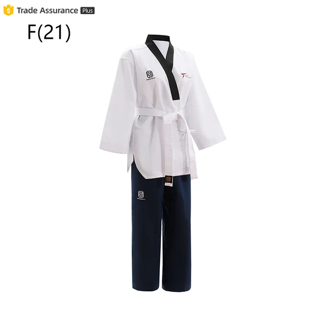 Professional Women's WTF Style Taekwondo Poomsae Uniform with Navy Blue Pants Custom Logo and Competition Training Dobok