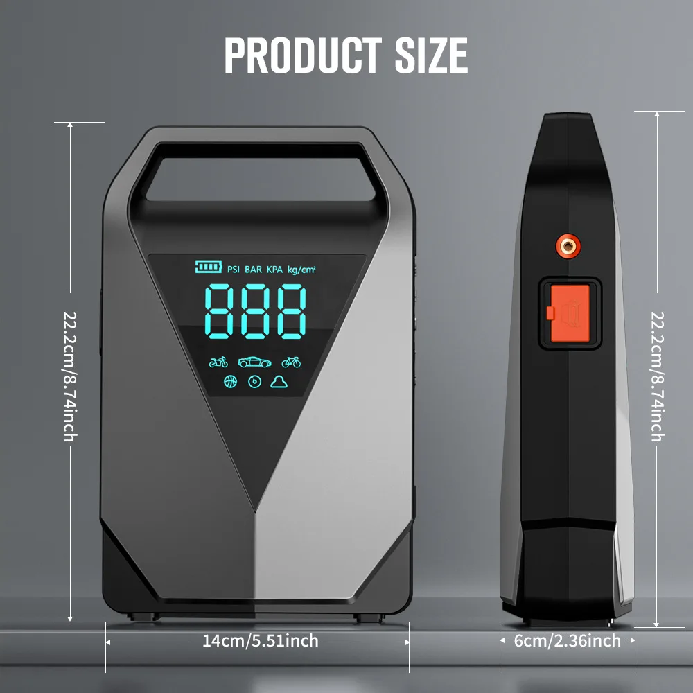 12000mAh 1000A Portable Car Jump Starter EVA Bag Smart Clip Handle Carry 12V Gas Jump Starter With Tire Inflator Power Bank - view 5