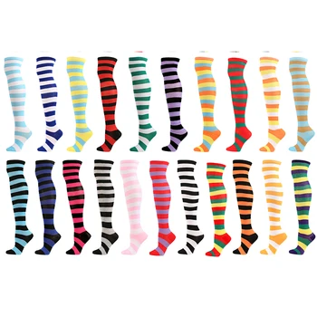 Long Girls Women Thigh Over knee Cotton socks Cheap stripe Girl Woman Breathable Novelty Business Knee High Socks