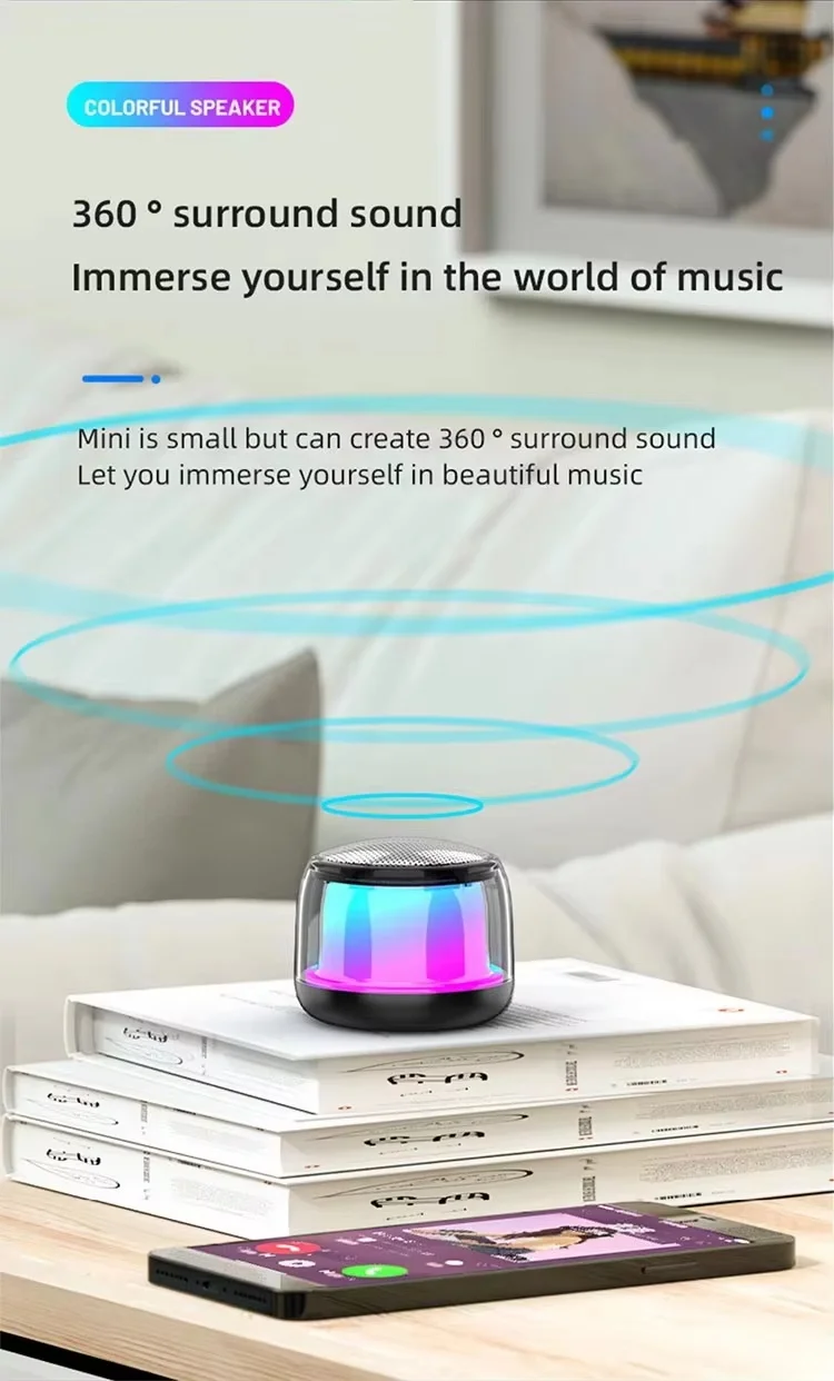 BT 5.0 Speaker Subwoofer Portable Player RGB Light Speaker Waterproof USB Outdoor Speaker
