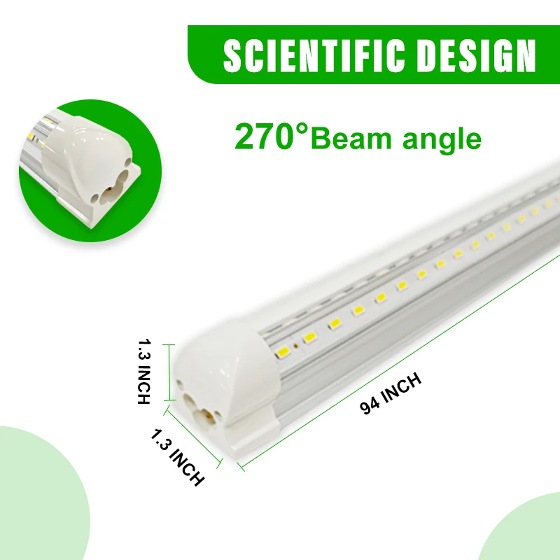 10Pack 8Ft LED Shop Light Fixture 100W 15000 Lumens 5000K Daylight White Clear Warehouse