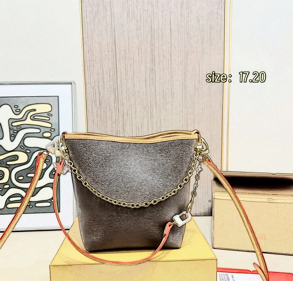 Soft Genuine Leather Women’s Tote Bag Large Capacity High-End Black Commute Shoulder Bucket Drawstring Closure European-American