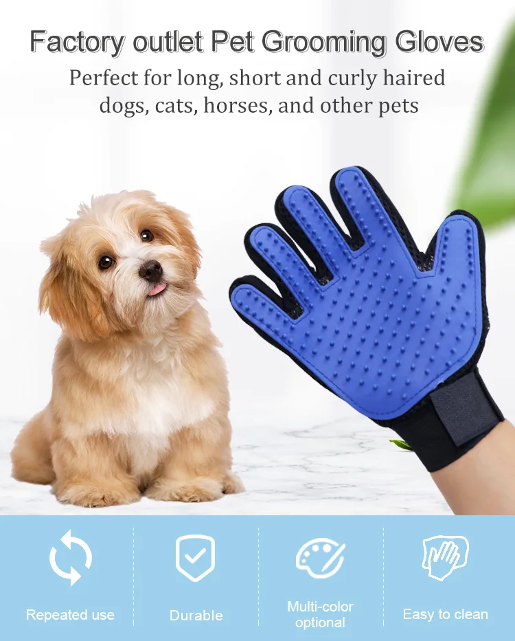 Silicone Pet Hair Removal Grooming Gentle Deshedding Glove Brush Dog