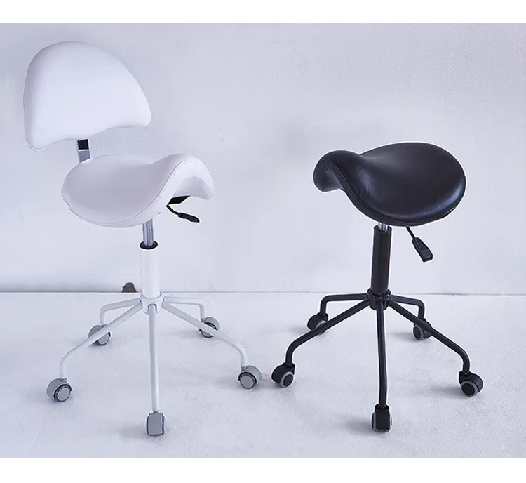 Professional Saddle Stool with Wheels Ergonomic Swivel Rolling Height Adjustable for Clinic Dentist Beauty Salon Tattoo Home