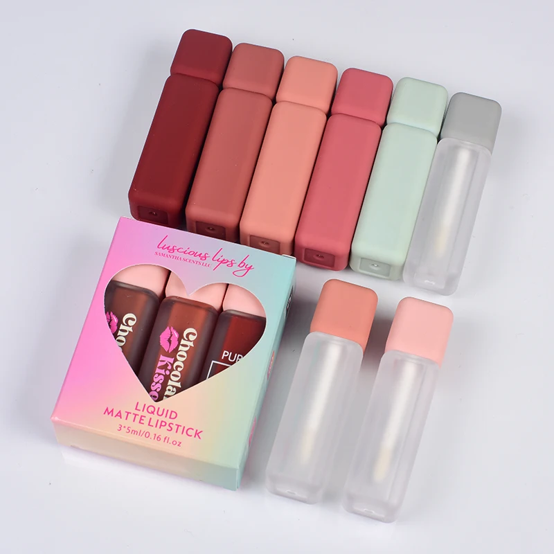 Unique 5ml square Empty Lip Gloss Tubes Packaging Lip Oil Tubes  and Box Custom Label logo Wholesale