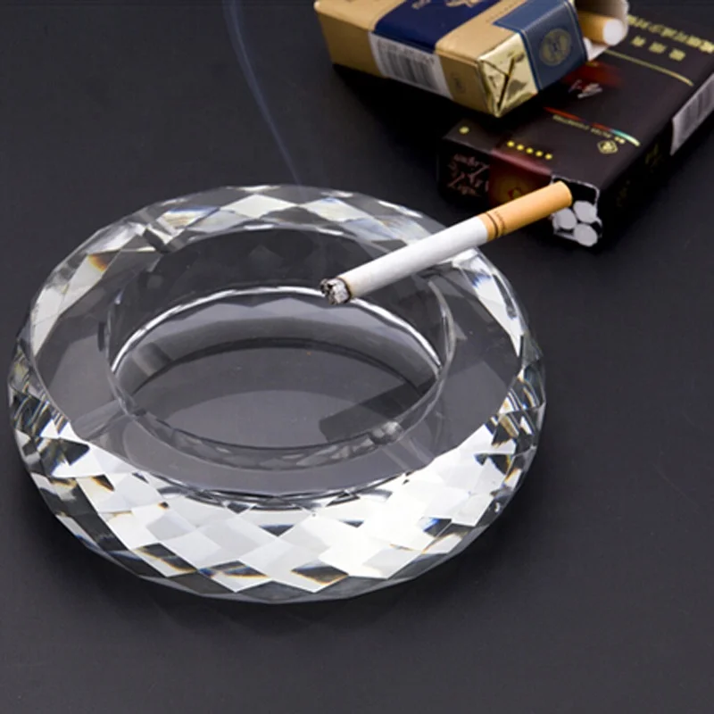Factory Custom Crystal Hand Cut Glass Ashtray Crystal Pipe Ashtrays Engraved Crystal Ashtray with Customized Design