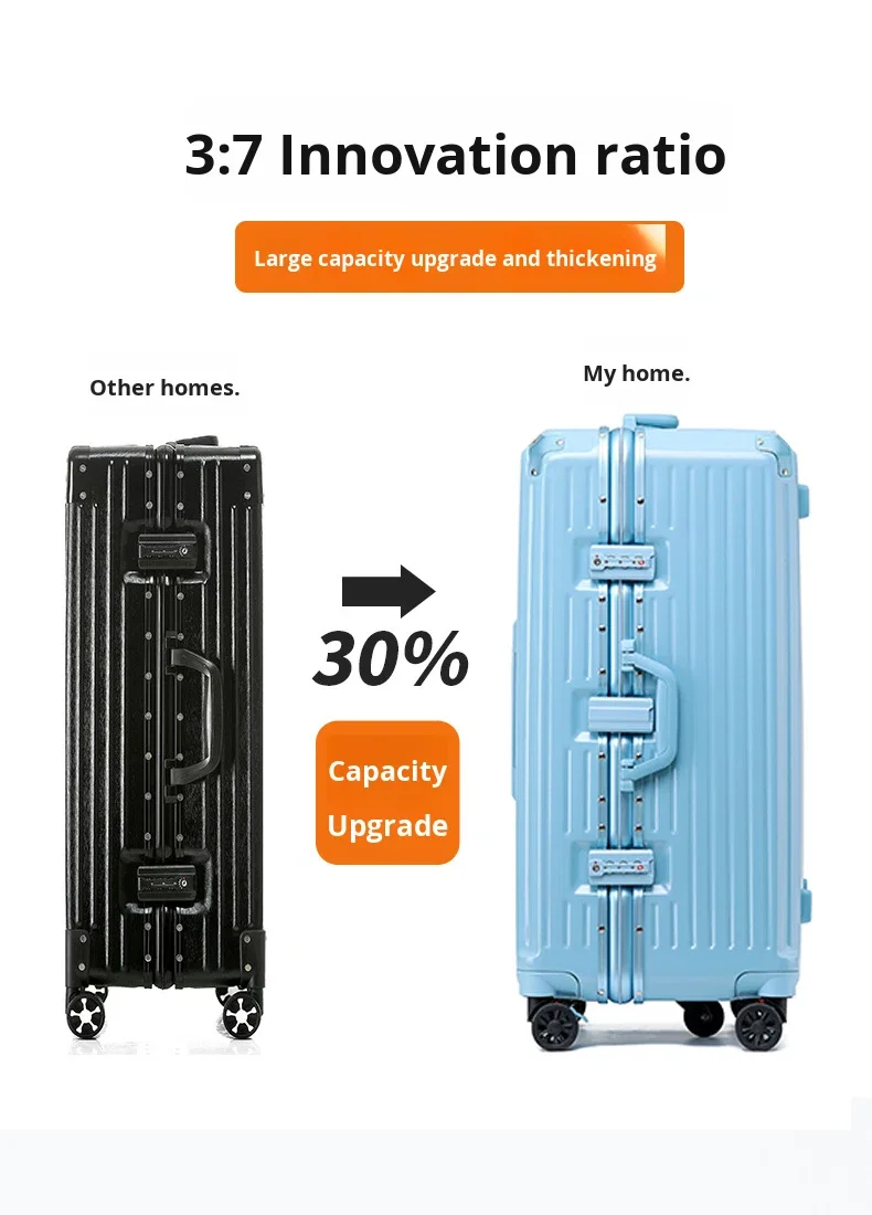 product aluminum frame luggage abspc hard shell travel case frosted anti scratch surface folding cup holder usb tsa lock suitcase-13