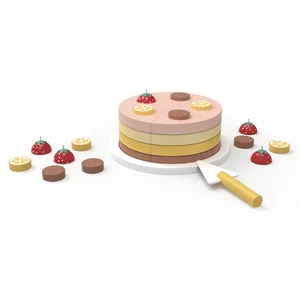 EDULAND Montessori Wooden Kitchen Toys Cake Set Educational Multifunctional Pretend Play Wood Toys Children Toys