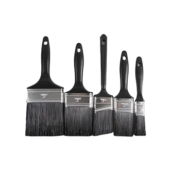 Factory Direct Price Professional Wall Paint Brush 5 PC Set with Black Plastic Handle Black Synthetic Bristle