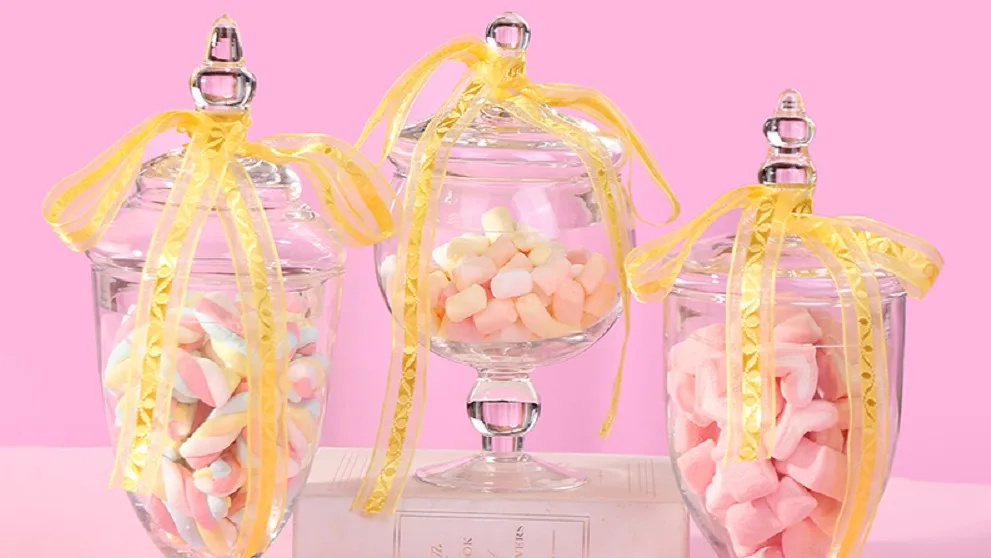 Aeofa European Style Transparent Glass Candy Jar With Lid Glass Storage