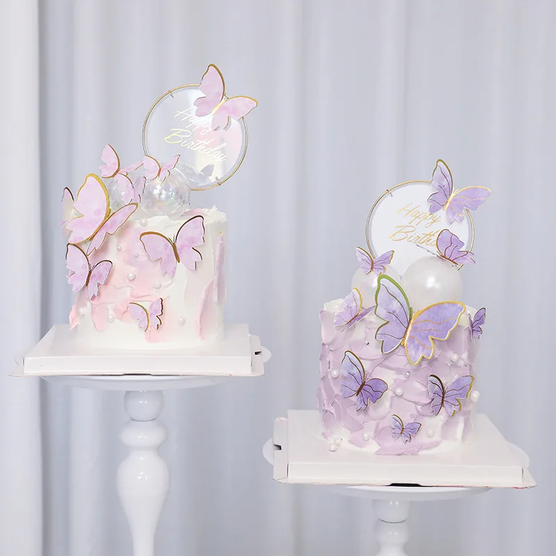 New Acrylic Cupcake Topper Insert Card Happy Birthday Wedding Cake Stand Decor b 
