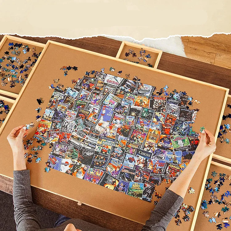 ポータブルテーブル 1500ピース 木製ジグソーパズルボード 収納