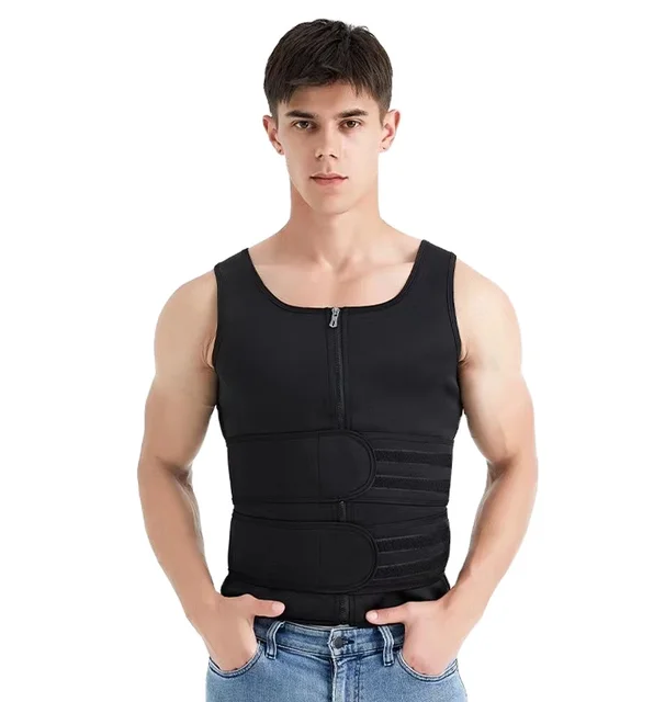 High Quality Neoprene Thermal Sweat Vest Zipper Adjustable Weight Loss Workout Men's Vest Sauna Suit Waist Trainer