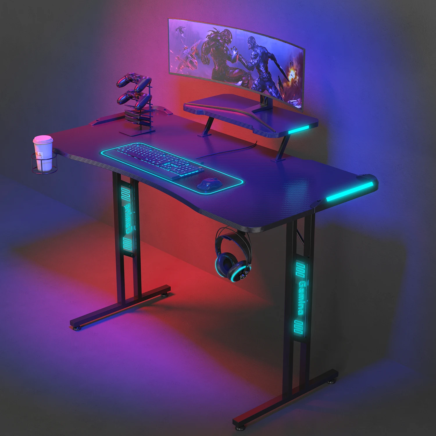 Vmounts Ergofusion Modern Black Standing Adjustable Pc Gaming Desk Iron Office Furniture Home