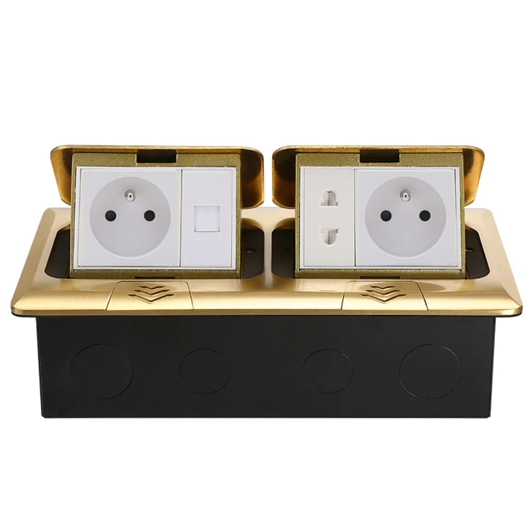 Dual-function information box embedded hidden power socket computer network socket pop-up type French standard ground socket