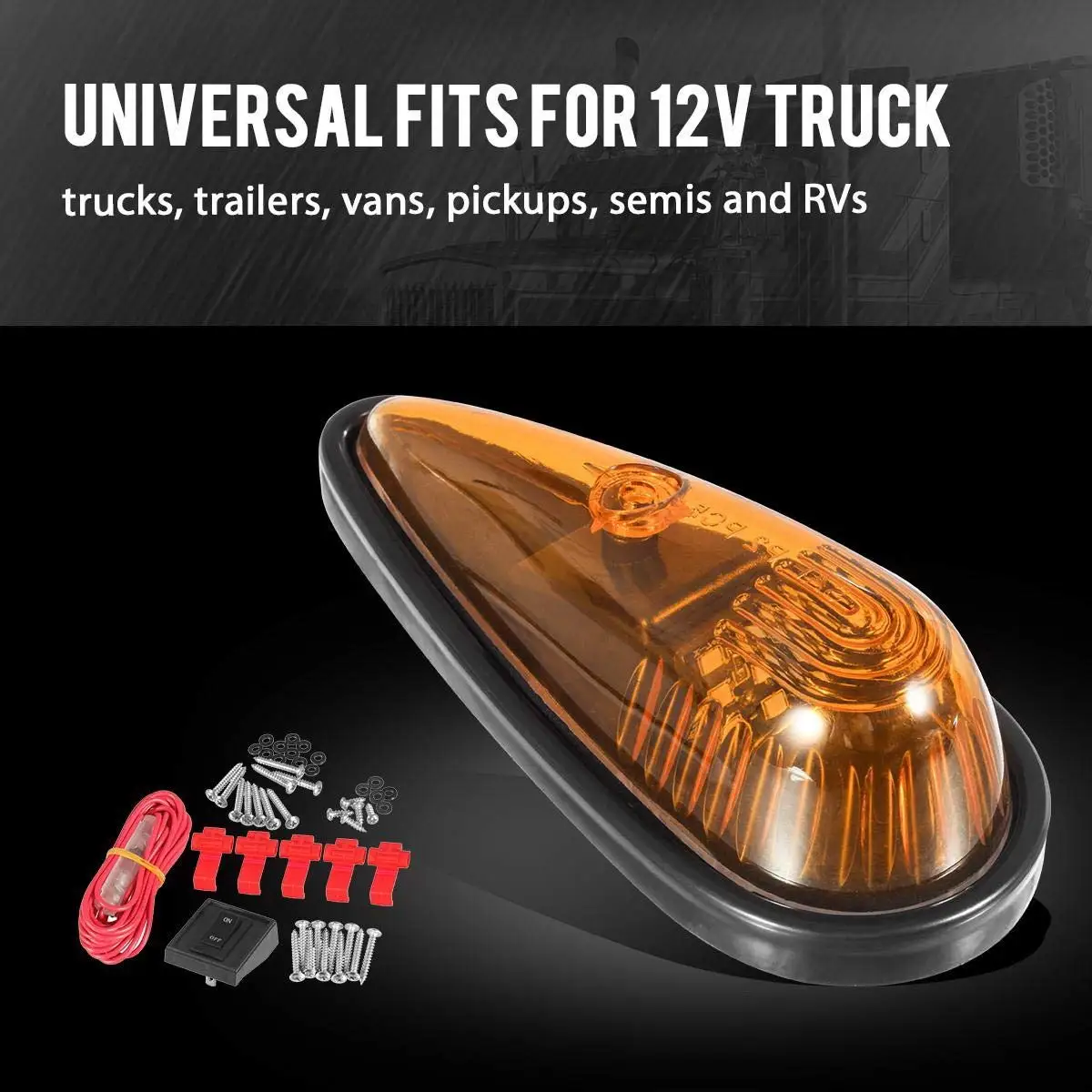 Led Truck Cab Roof Marker Top Amber Lights For Pickup Semis Car Offroad